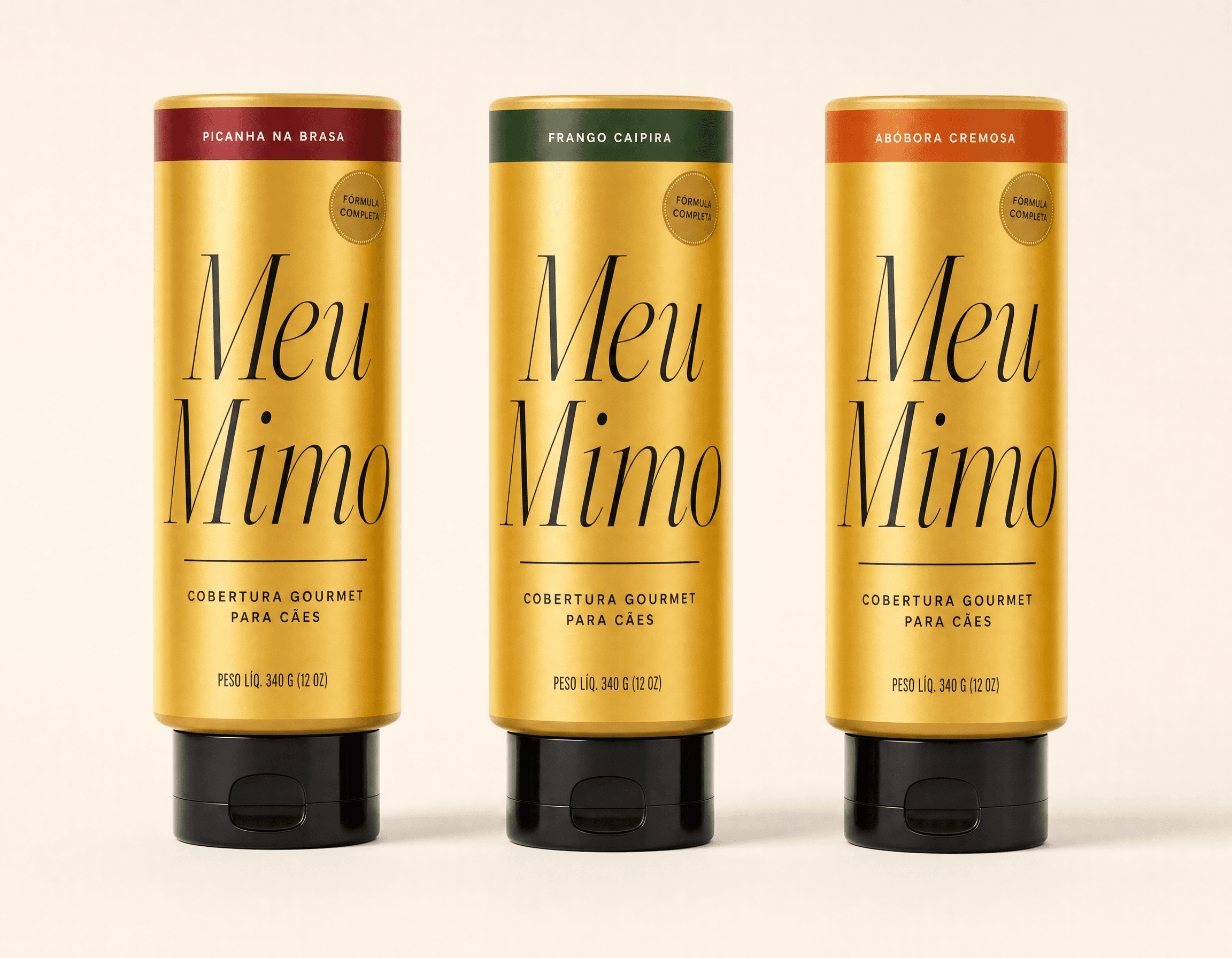 Os três sabores MeuMimo: picanha na brasa, frango caipira e abóbora cremosa